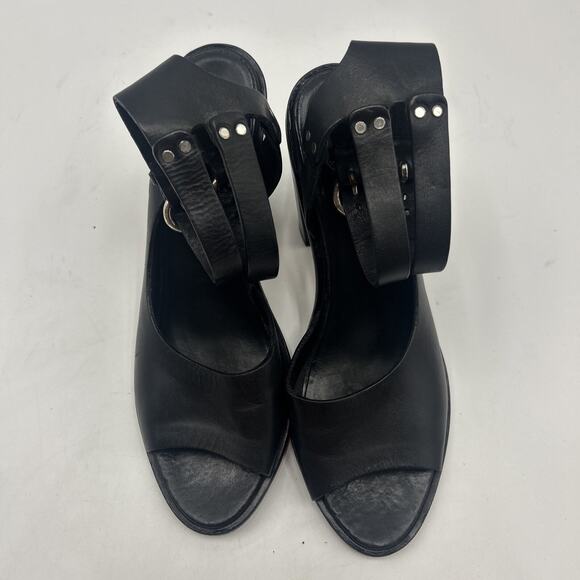 Rag & Bone Black Tulsa Double Ankle Strap Sandal Size 39 US Size 9 Block Heel - Picture 7 of 10